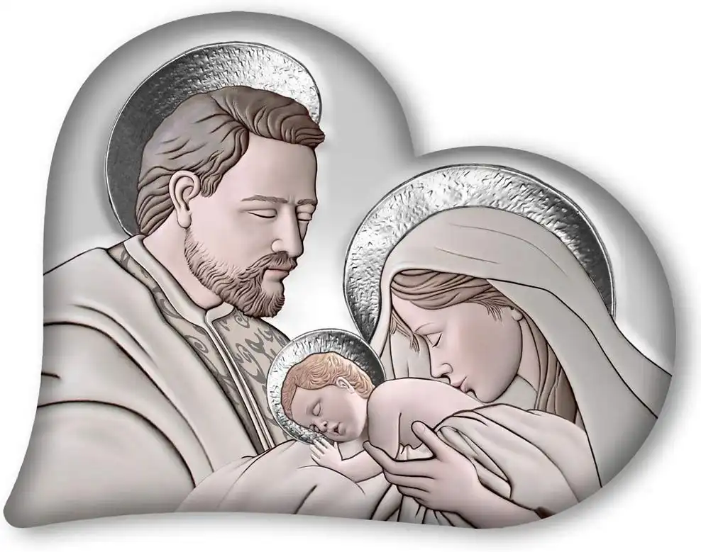 Lupia Capezzale Sacra Famiglia in Legno Heart The Kiss Ceramic Grey 50x65 cm
