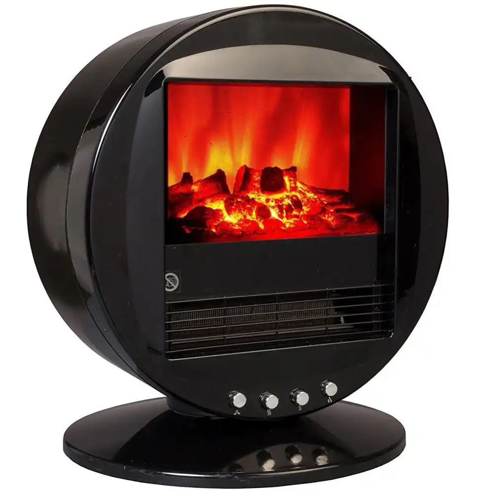 Stufa Elettrica Effetto Camino Caminetto Stile Retro' Oscillante 2000w Fire Bowl