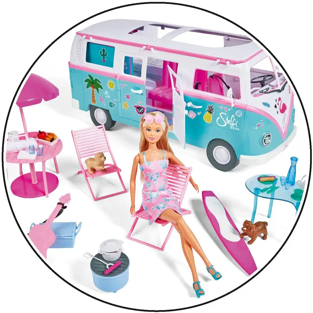 Gioco Camper Hawaii di Steffi Love con il suo Cagnolino + 50 Accessori Eta' 3+