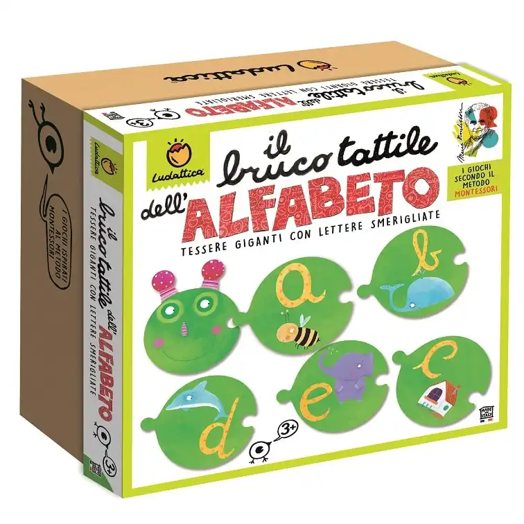 Gioco Bruco Tattile Tessere Gigante Impara le Lettere dell'Alfabeto Immagini