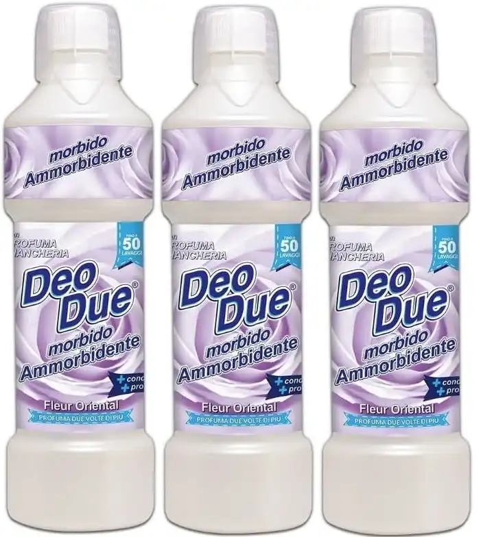 3x Deo Due Morbido Ammorbidente Liquido Fleur Oriental da 1kg Fino a 50 Lavaggi