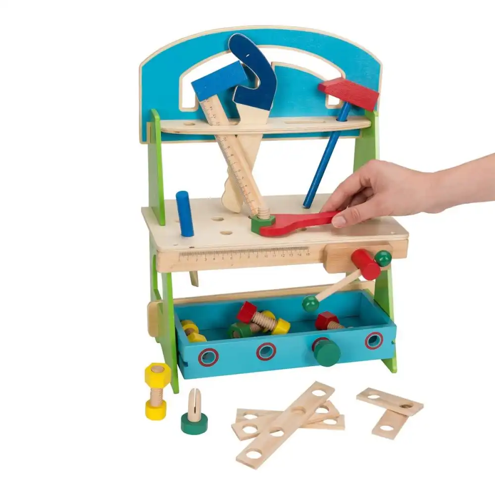 Banco da Lavoro con Attrezzi 20 Pezzi Gioco per Bambini Falegname in Legno