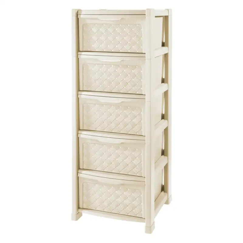 Tontarelli cassettiera Arianna in plastica 5 cassetti 39x39x101,5 cm Angora