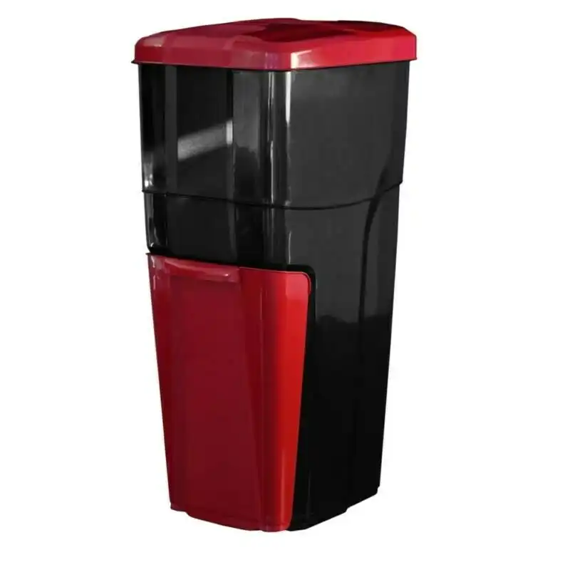 Bama Trypla Pattumiera Bidone per Raccolta Differenziata Rosso - Nero 28x39x70cm