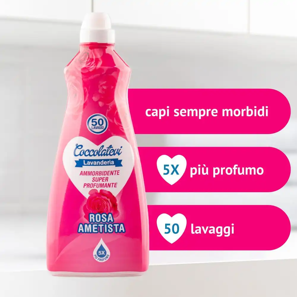 8x Coccolatevi Lavanderia Ammorbidente Super Profumante Rosa Ametista 8x1250ml