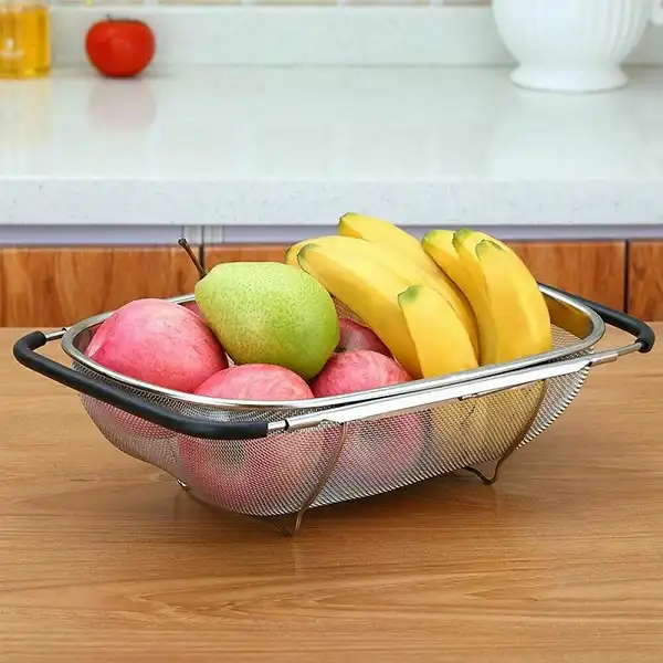Cestello Scolapasta Lava Verdure Frutta Estensibile in Acciaio da per Lavello