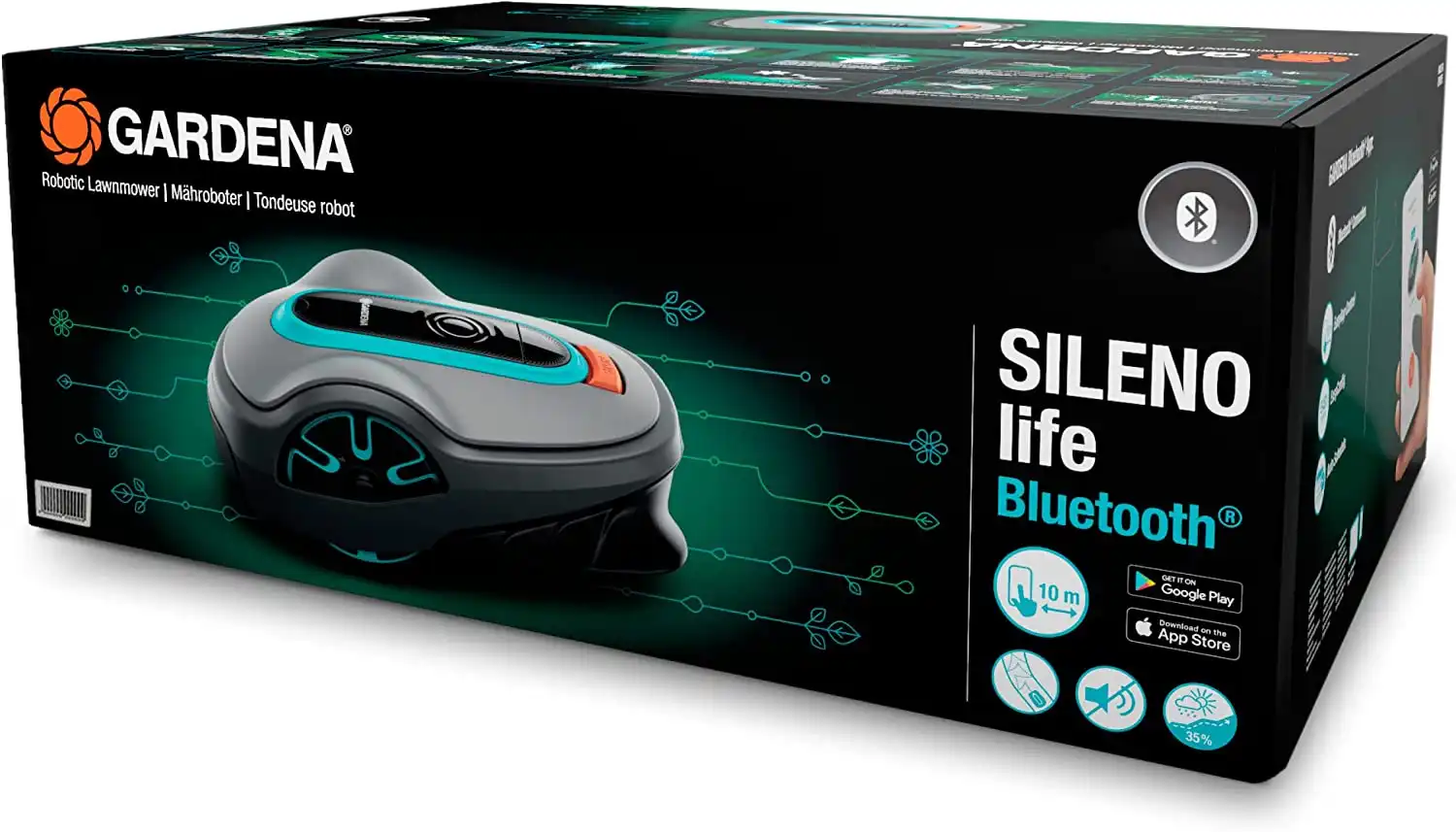 Gardena Robot Sileno Life 750m Rasaerba per Superfici Erbose Silenzioso