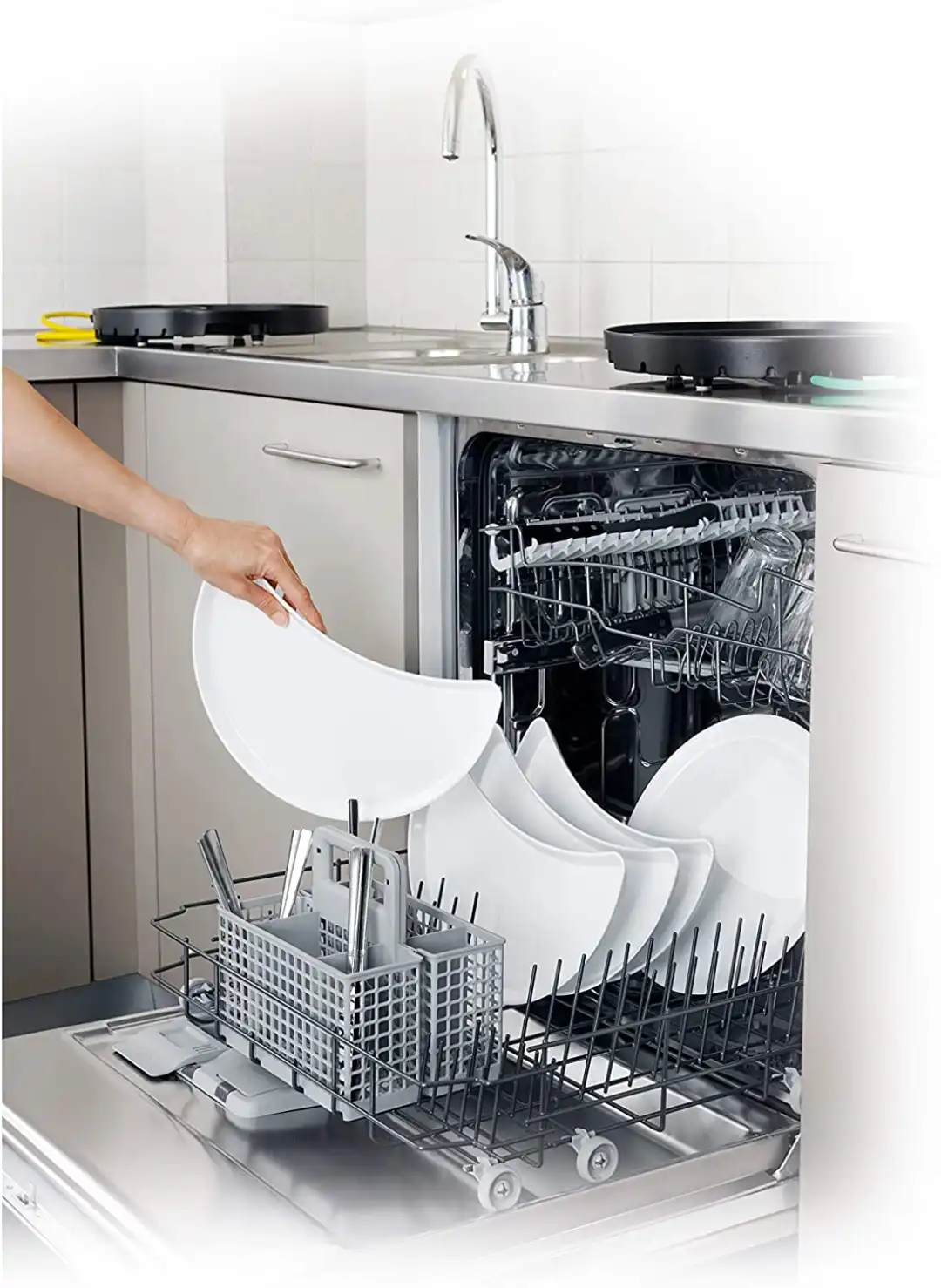 Piastra Teppanyaki Grill da Tavolo Dinner4all con 4 Piatti in Ceramica 1000W