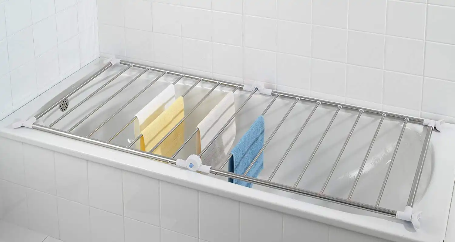 Stendino Stendibiancheria Per Vasca da Bagno Profi Pieghevole 11Mt in Acciaio