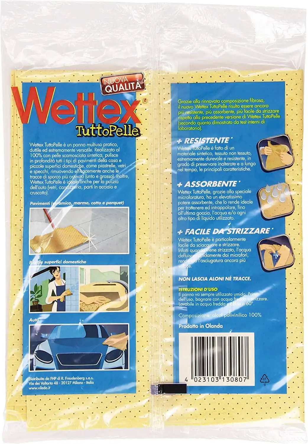 Set da 3 Pezzi Wettex TuttoPelle Panno Pelle Scamosciata Versione Maxi 50x60 cm