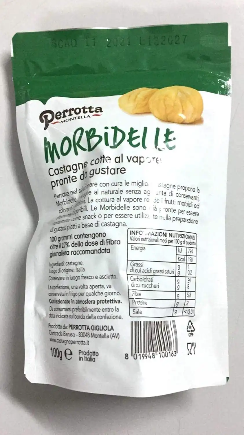 12 Pezzi Perrotta Morbidelle Castagne Cotte a Vapore 100g – Snack Naturale