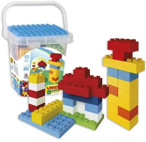 Secchio Unicoplus 50 Set Costruzioni 50 Pezzi con base Mattoncini compatibili