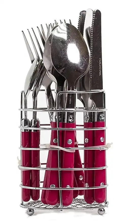 Set Di Posate 16 Pezzi In Acciaio Inox Per 4 Persona Posata Da Tavola Magenta