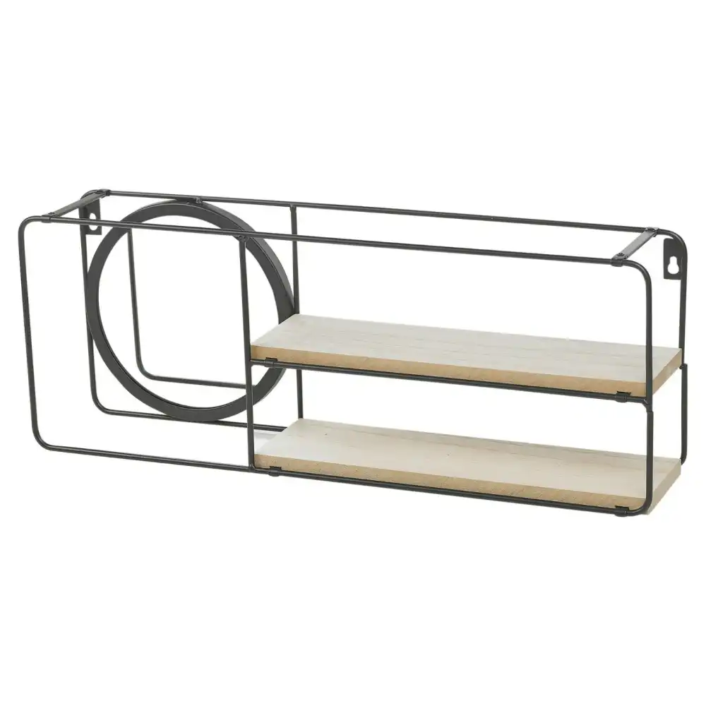 Mensola scaffale da parete muro con specchio 50X10X20CM 2 ripiani in metallo
