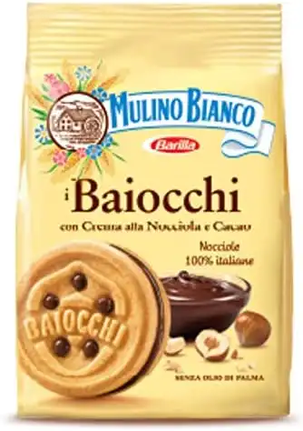 4 Confezioni di Mulino Bianco Biscotti Baiocchi con Crema alla Nocciola e Cacao
