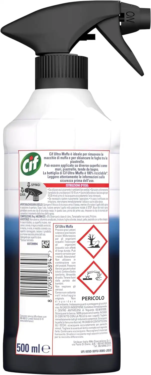 Cif Ultra Muffa Spray Antimuffa Formato 500 ml Spray Detergente 568947