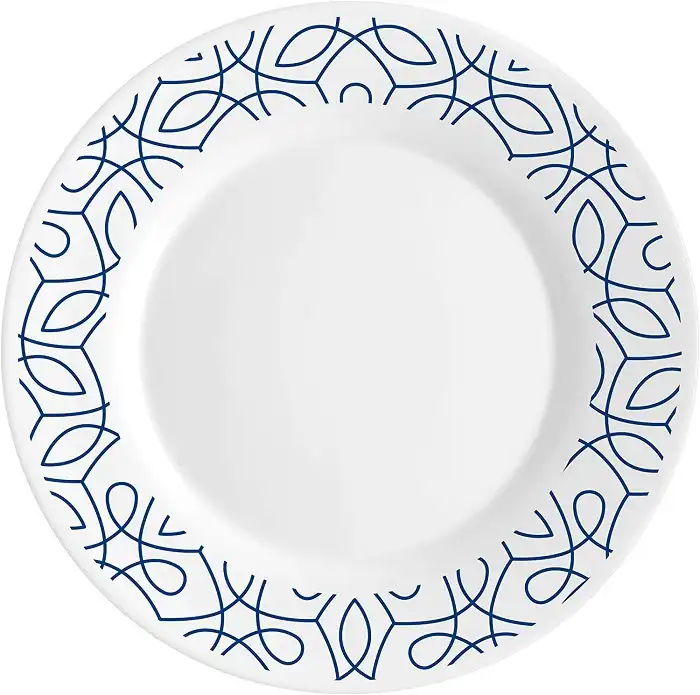 Servizio Set di Piatti da Tavola Confezione da 18 Pezzi con Ricamo Blu