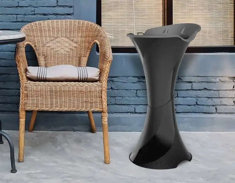 Bama Posacenere Elegante a Colonna da Terra Smoking Nero Con Setaccio e Sabbia