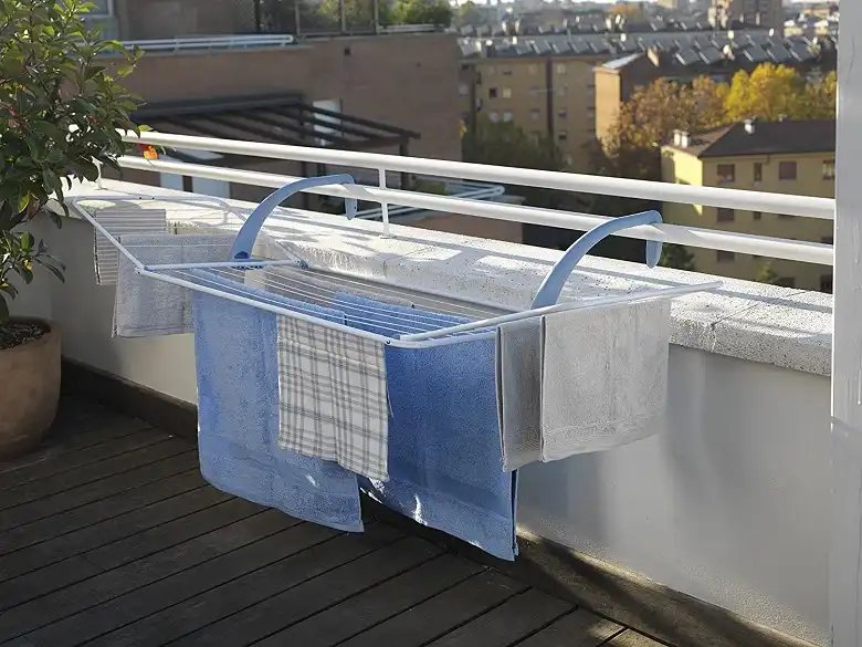 Stendibiancheria da Balcone Stendino Estensibile fino a 18 Metri 178x55x27 cm