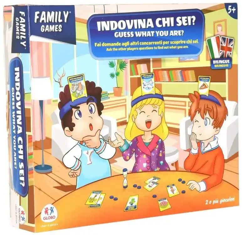 Gioco da Tavolo Indovina Chi Sono con Carte Bilingue per Giocare e Imparare