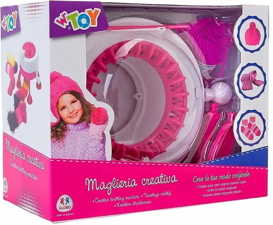 Macchina Lavoro a Maglia Per Bambini Con Ago e Uncinetto + 2 Gomitoli