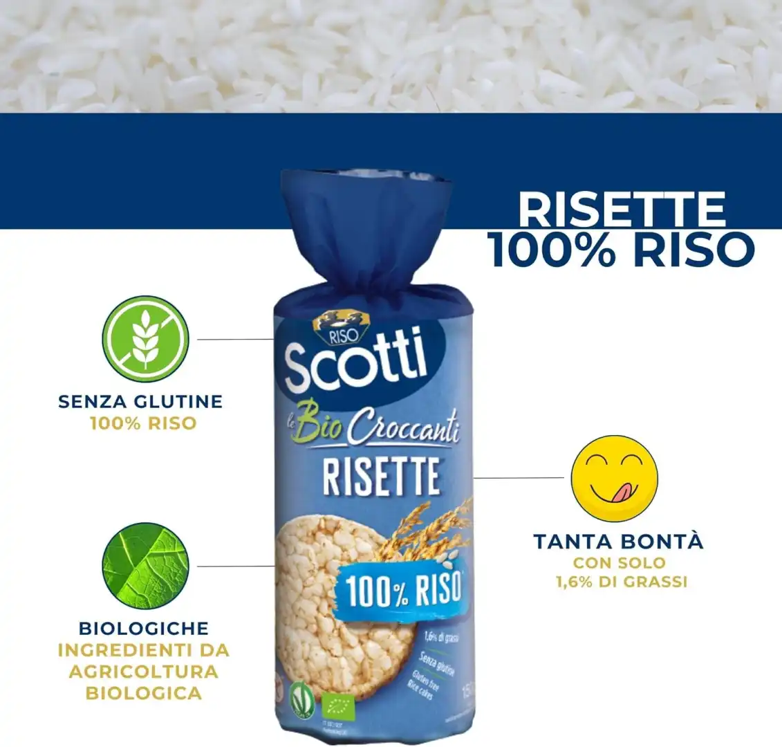 12x Riso Scotti - Risette 100 % Riso Gallette di Riso Senza Glutine Bio 12x150gr