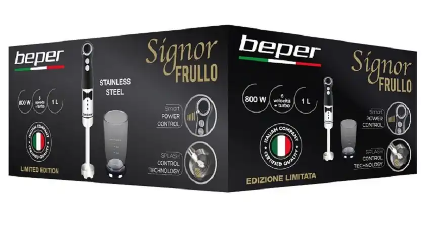 Frullatore ad Immersione Con Bicchiere da 1 Litro Potenza 800 Watt 5 Velocita'