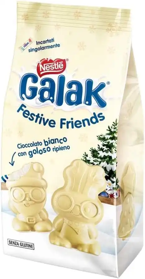 3x Nestlè Galak Cioccolatini Festive Friends Cioccolato Bianco Senza Glutine