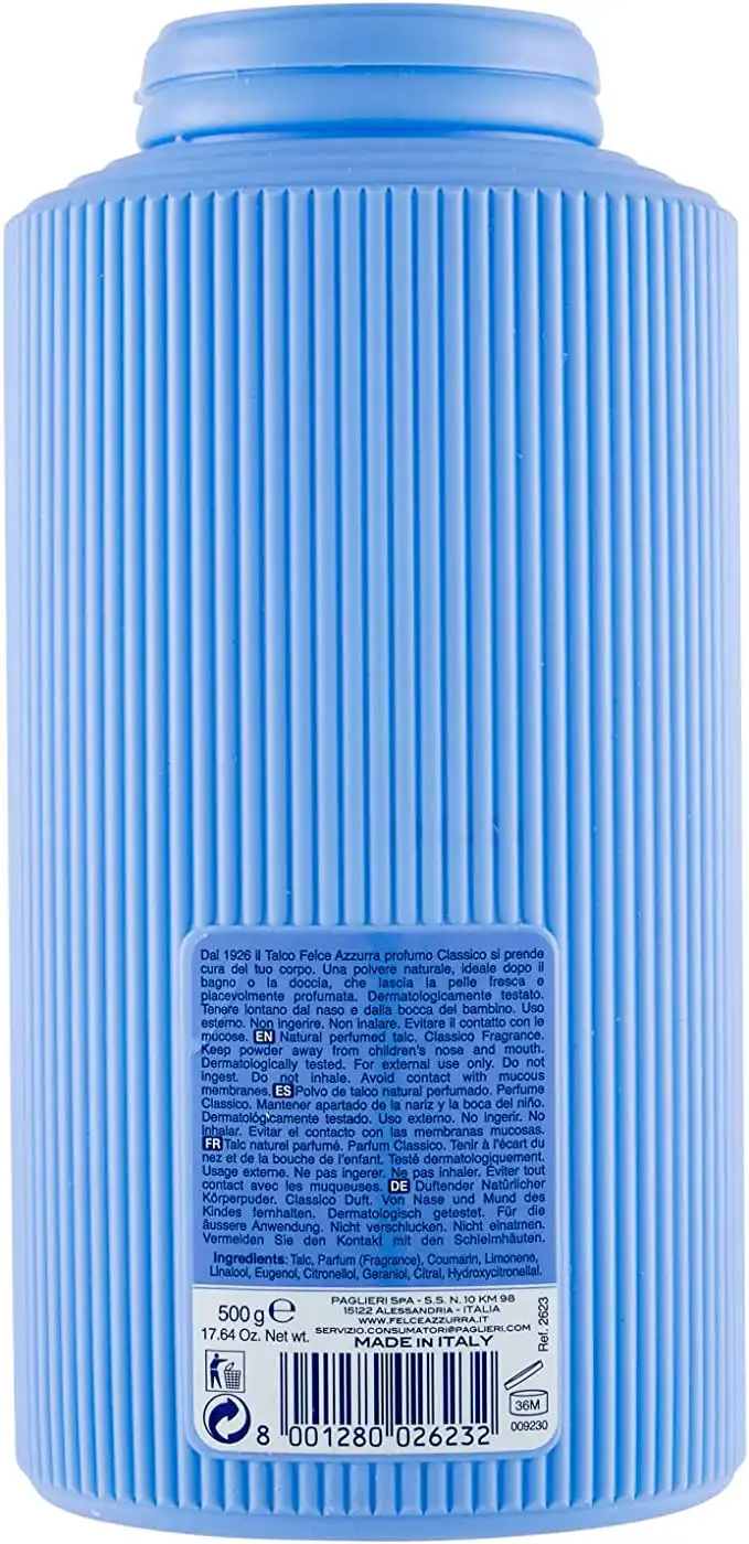 Felce Azzurra Talco Polvere Delicata Naturale Profumo Classico Barattolo 500 gr