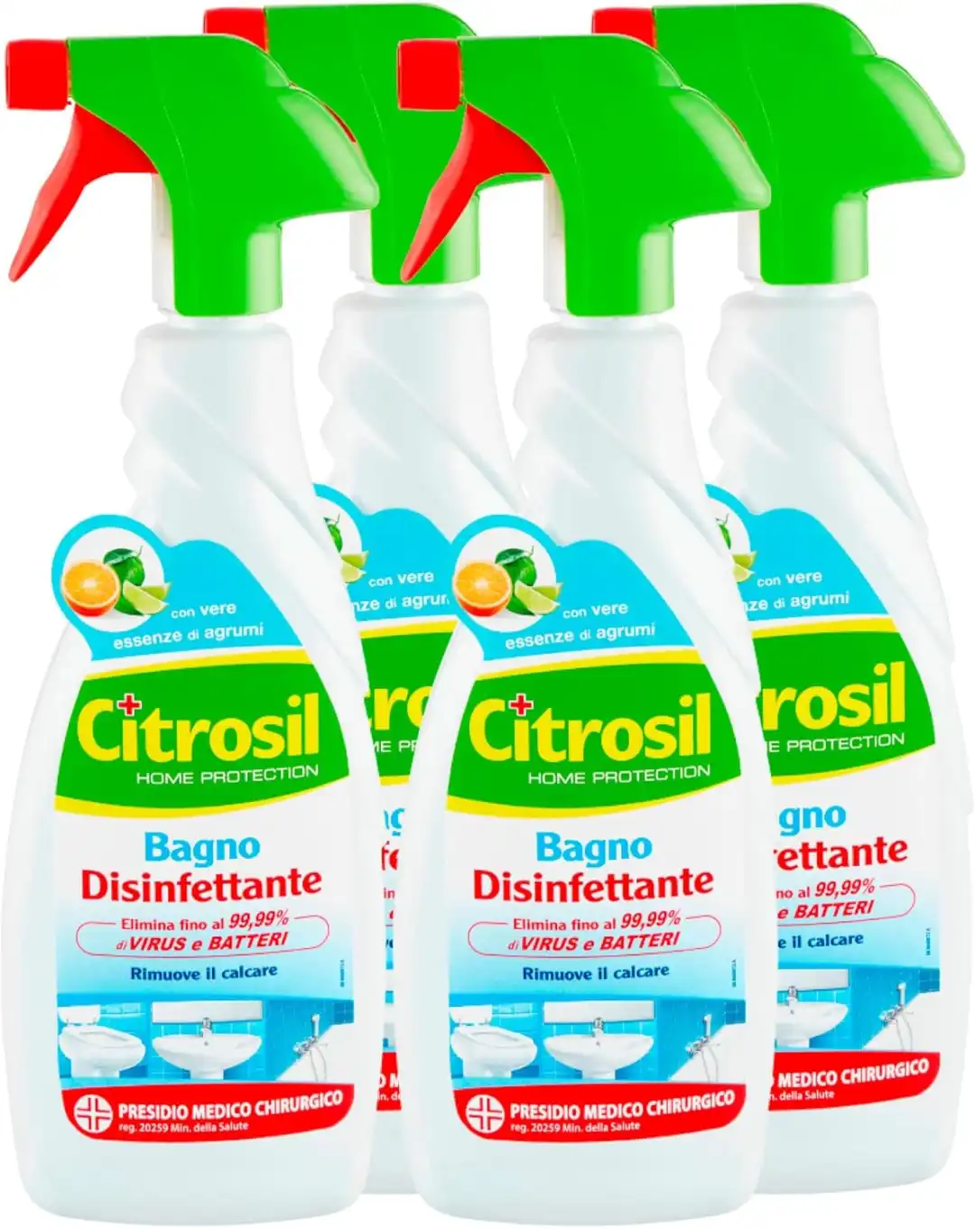 4x Citrosil Home Protection Sgrassatore Bagno con Vere Essenze di Agrumi 4x650ml
