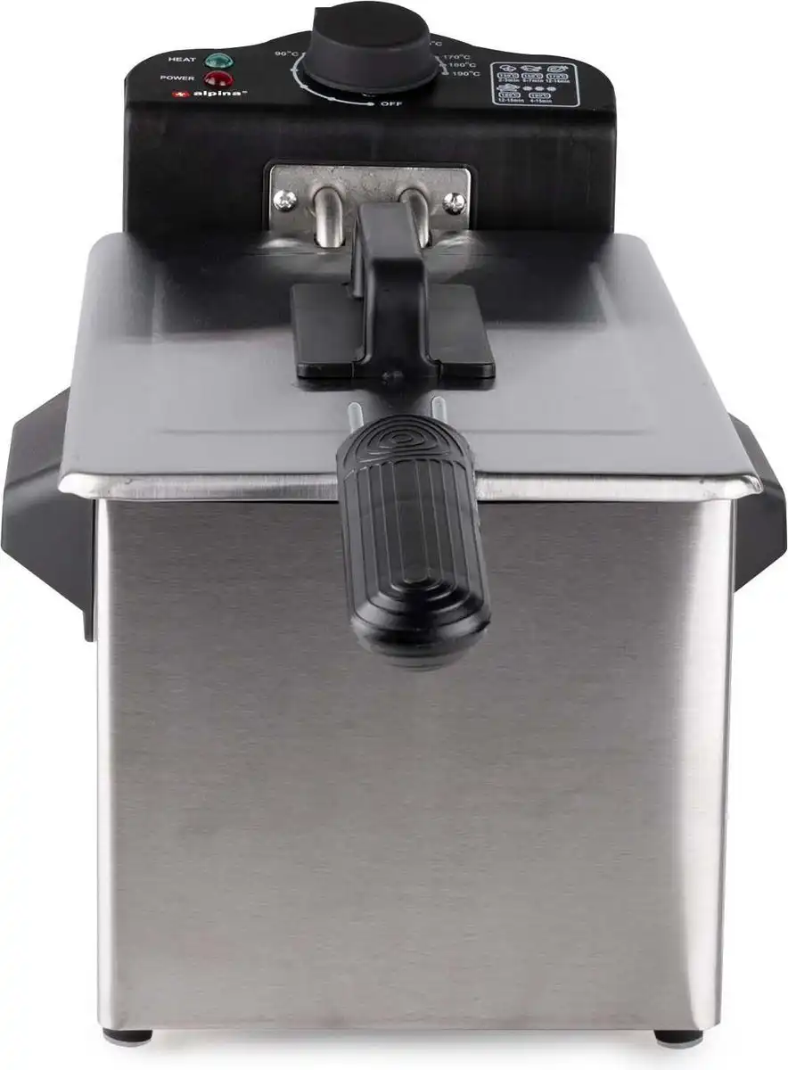 Friggitrice Alpina 3 Litri in Acciaio Inox Con Manopola Termostato 2000W