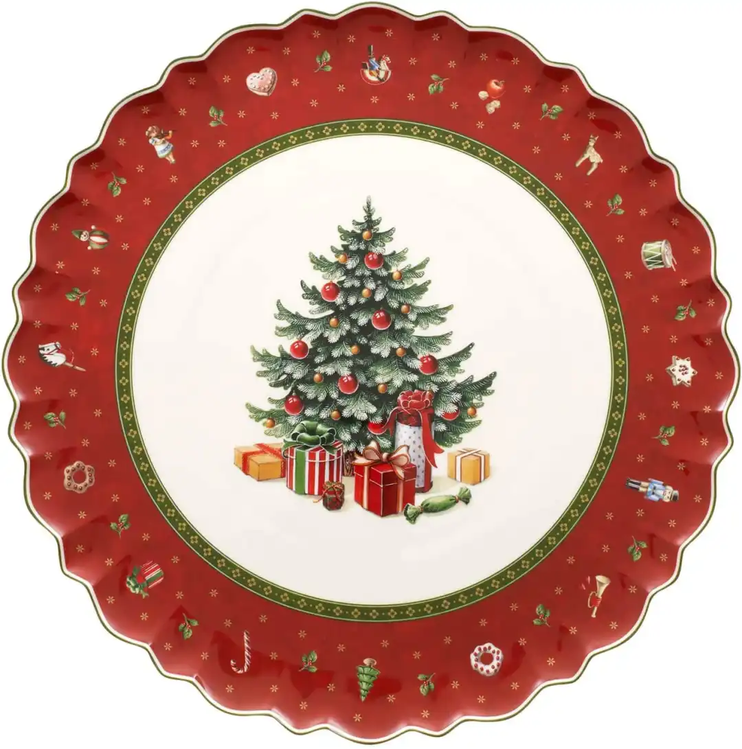 Villeroy&Boch Toy's Delight Piatto Dolci Tondo Tema Natalizio in Porcellana 33cm