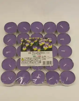 Set 25 Lumini Profumatori Tealight Fragranza Violette Candele Violet