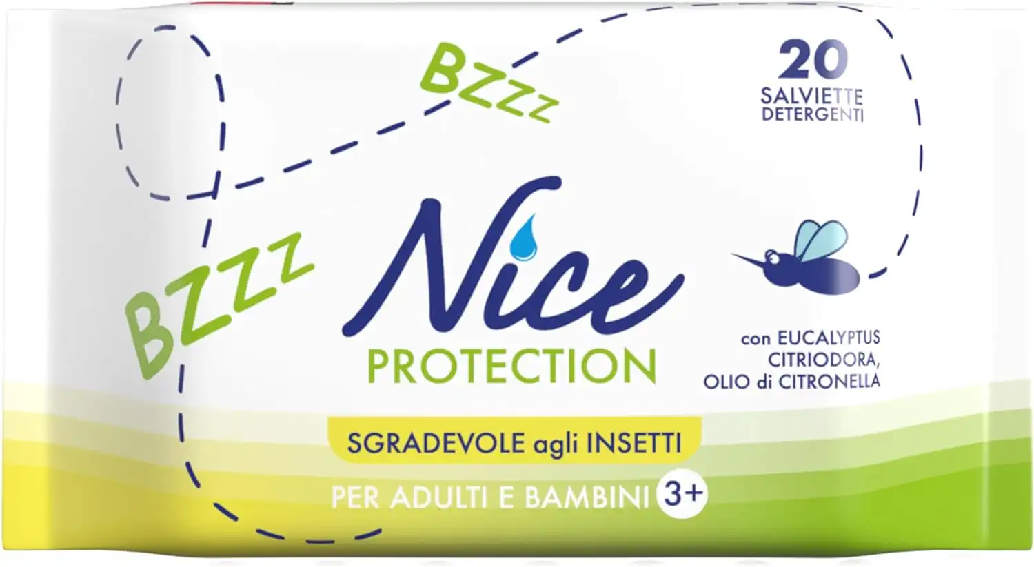 Salviette Antizanzare Nice Protection Confezione da 20 Salviette Formato Pocket