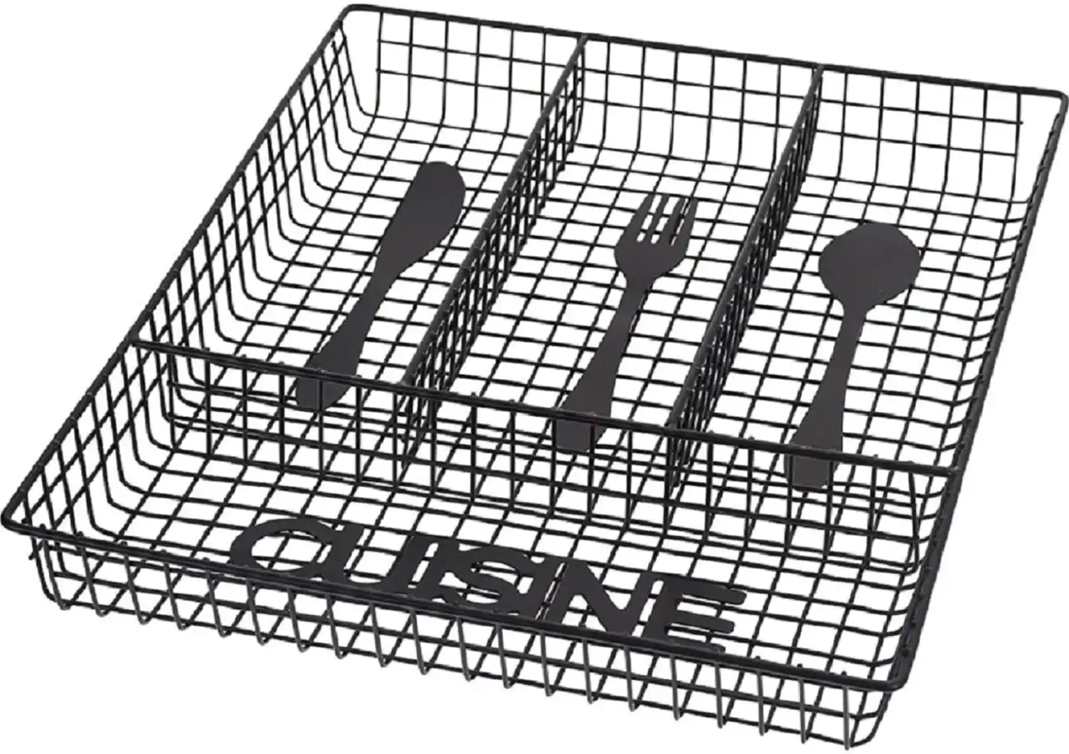Vassoio porta posate in metallo nero per cassetti stile retro' cucina posate