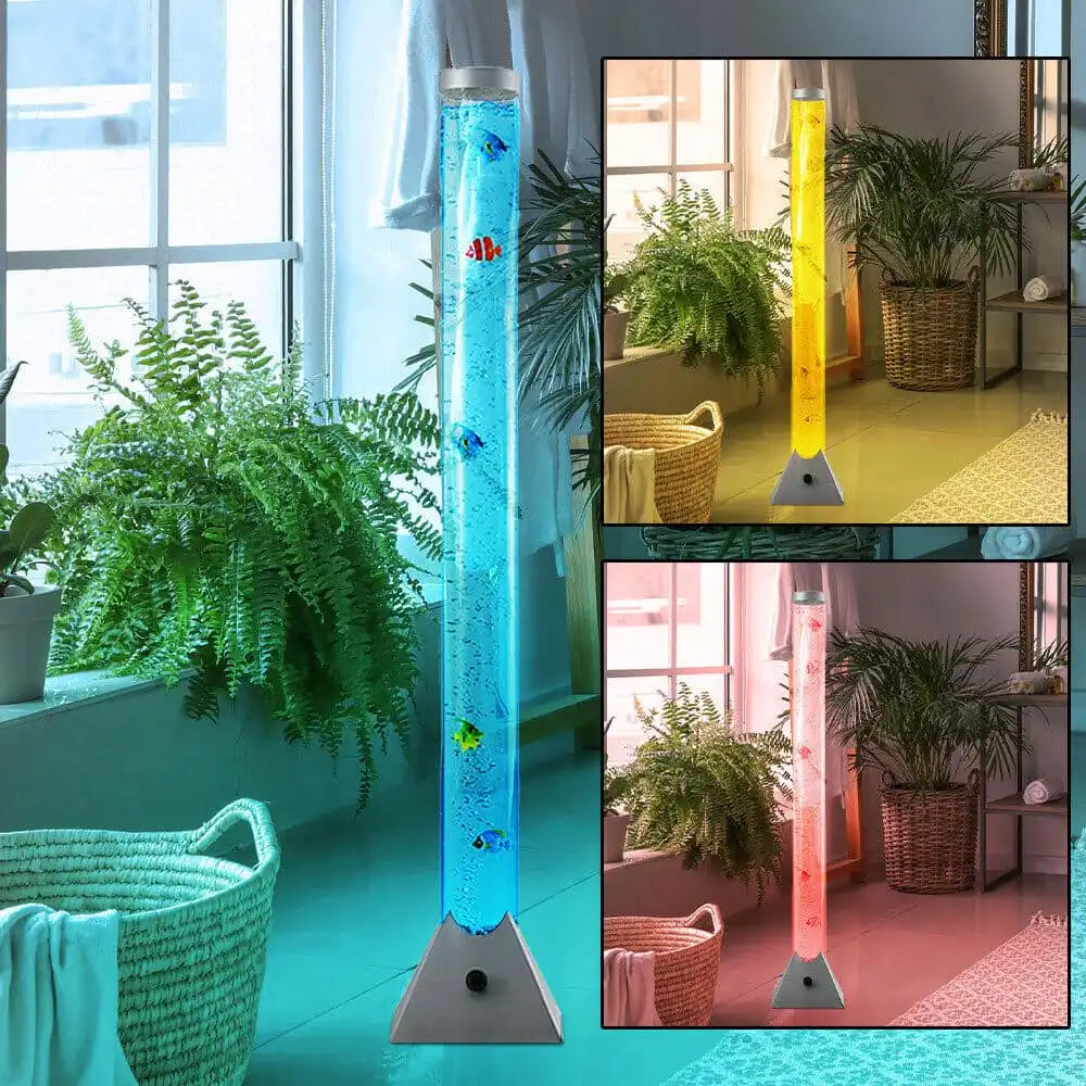 Lampada a Piantana Acquario e Pesce Decorativo Cambia Colori LED RGB h130cm