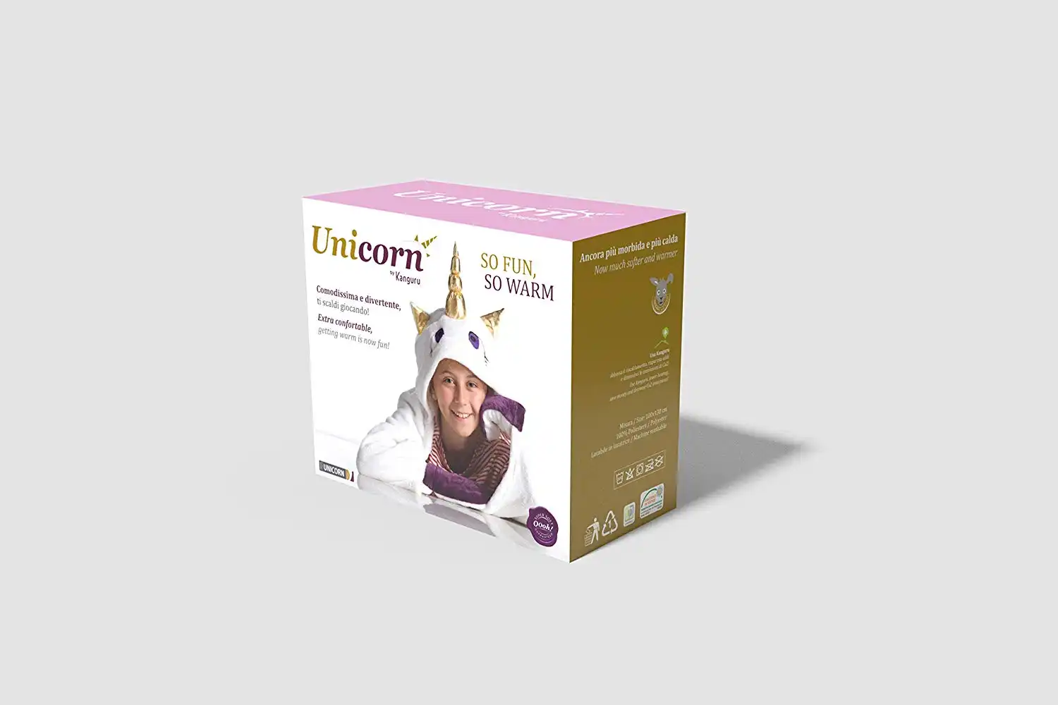 Kanguru Unicorn Per Bamini Kids Coperta Mantello In Morbido Pile Taglia Unica