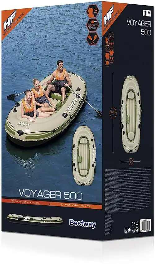 Set Canotto Voyager 500 Gommone Gonfiabile 348x141cm Per 3 Persone Con Remi