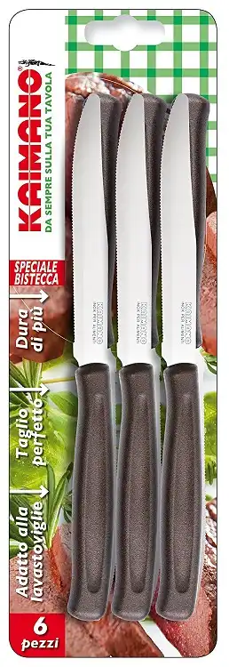Confezione di 6 Coltelli da Tavola per Taglio con Lama in Acciaio Inox Marrone