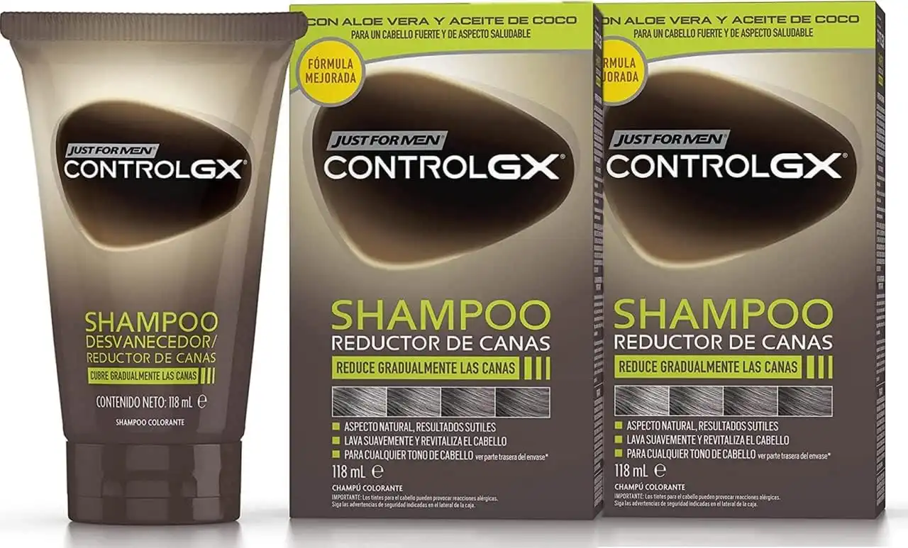 2 Pezzi Just For Men Control GX Grey Reducing Shampoo Per Capelli Grigi 4005113