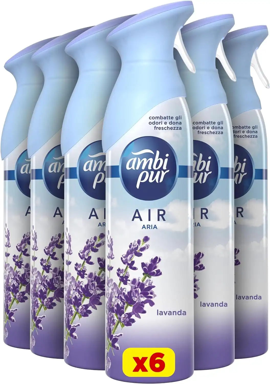 Ambi Pur Air Profumatori per Ambienti Spray 6 Deodoranti Spray da 300ml Lavanda