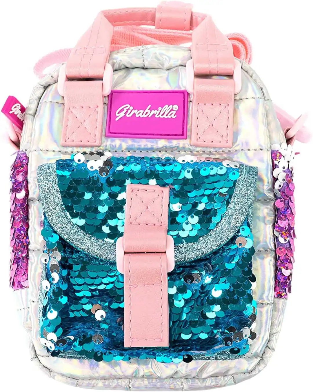 Borsa Borsetta Girabrilla Tracolla per Bambine in Pailettes Reversibili 13x8x16