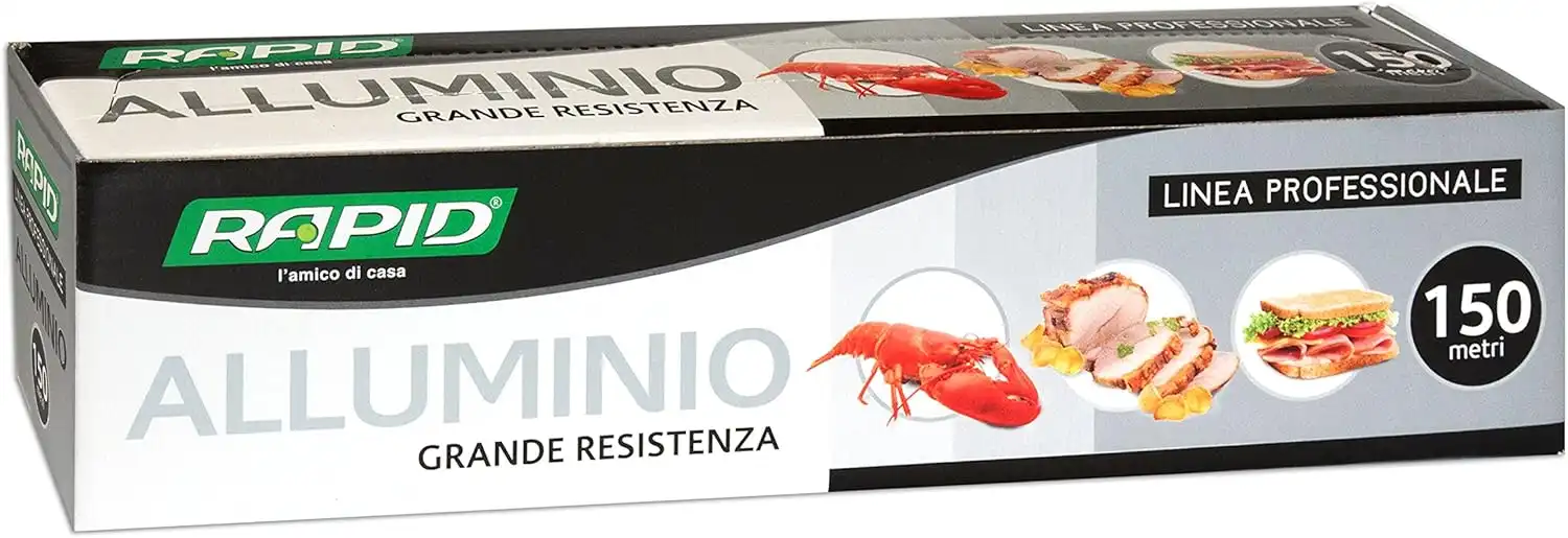 Rotolo di Alluminio Per Alimenti Linea Professionale 150 Metri Grande Resistenza