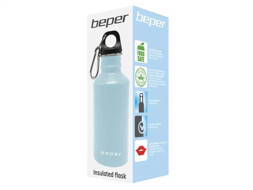 Borraccia Isolante Leggera e Compatta in Acciaio Inox Capacita' 500ML Azzurra
