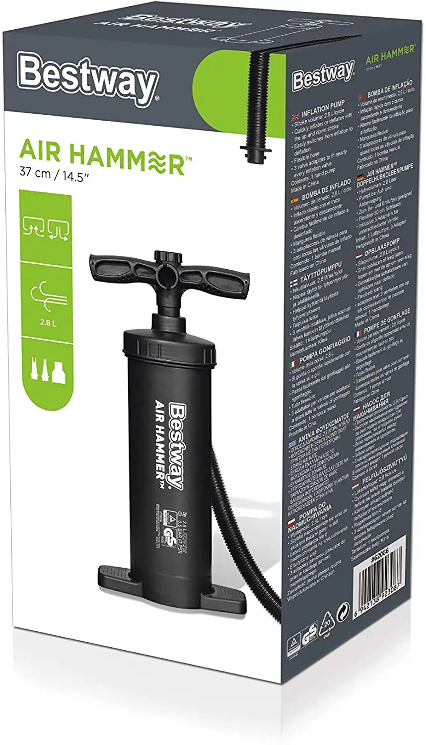 Bestway Gonfiatore Gonfiabili Pompa Alta Pressione Multifunzione Sgonfia/Gonfia