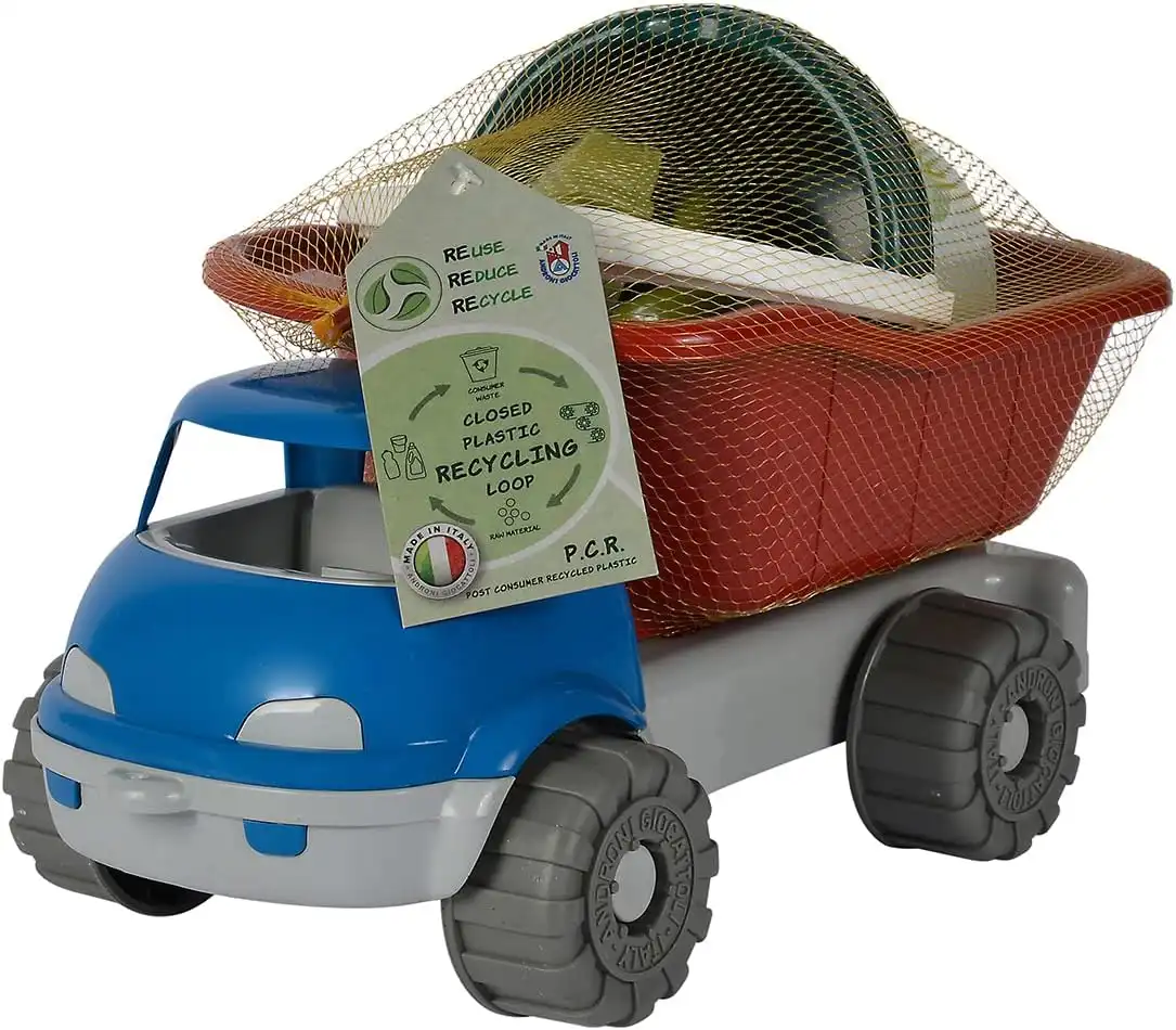 Camion Sabbia Matteuz 35cm Set Mare in Plastica Riciclata Gioco Con Ribalta