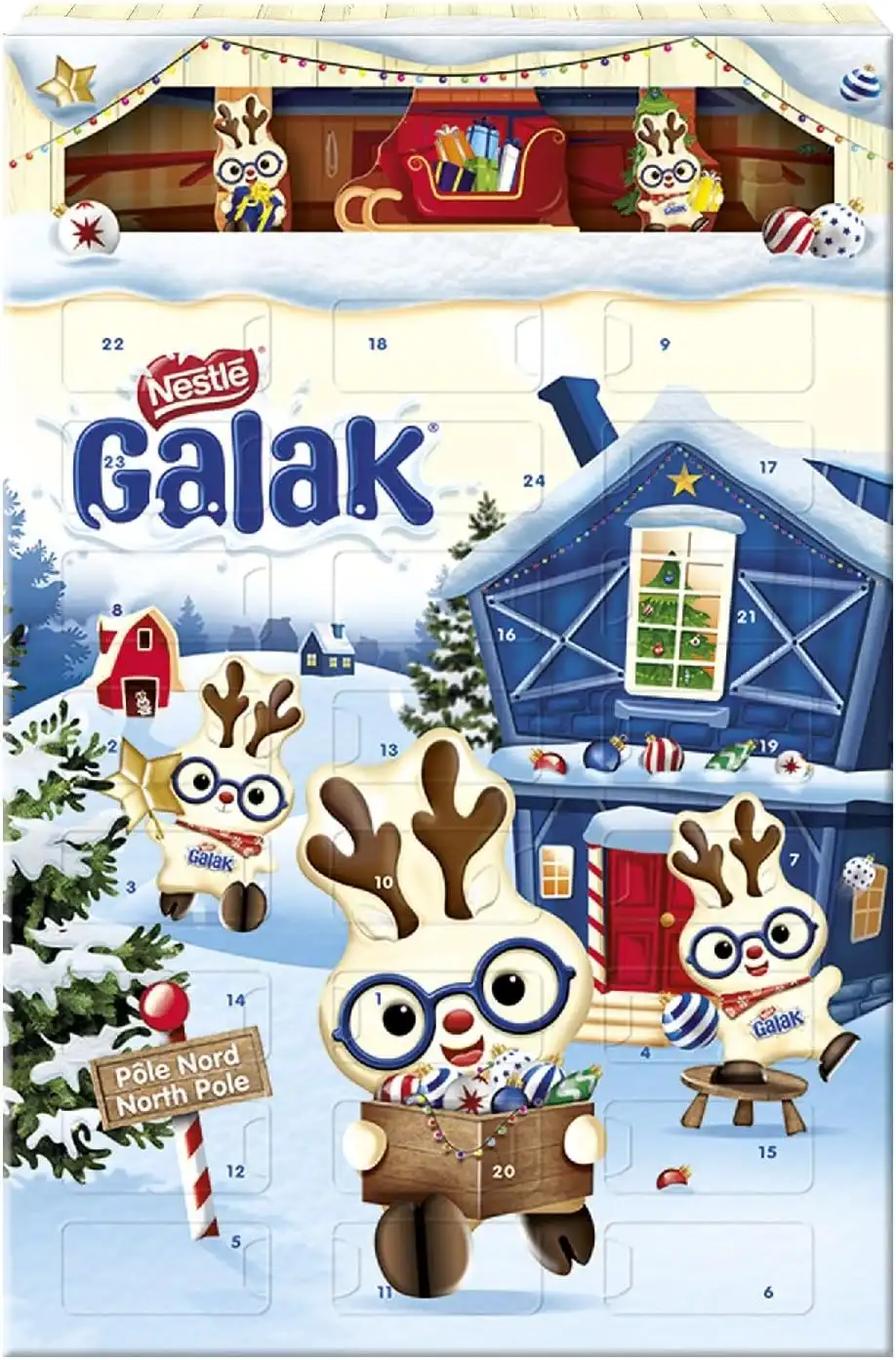 Nestlè Galak Calendario Avvento Snack di Cioccolato Bianco Ripieni Con Cereali