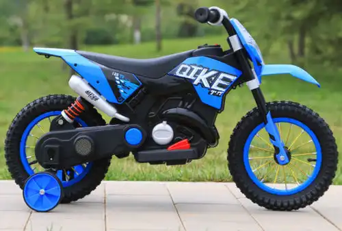 Motocicletta Elettrica 6v per bambini moto cross blu ruote in gomma motocross