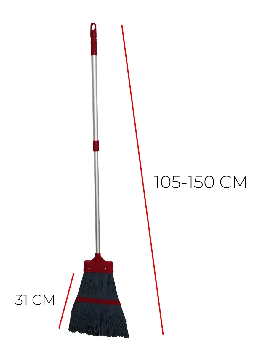 Scopa da Giardino con Manico in Alluminio Telescopica 105/150cm per Esterno