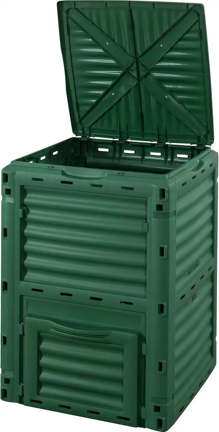 Compostiera 300L Contenitore Per Compostaggio in Polipropilene 61x61x83cm Verde